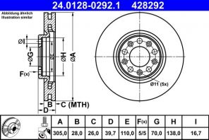 ATE 24.0128-0292.1 - Brzdový kotúč -