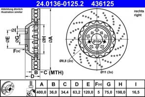 ATE 24.0136-0125.2 - Brzdový kotúč -