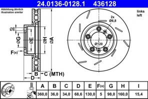 ATE 24.0136-0128.1 - Brzdový kotúč -
