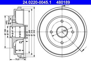 ATE 24.0220-0045.1 - Brzdový bubon -
