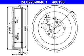 ATE 24.0220-0046.1 - Brzdový bubon -