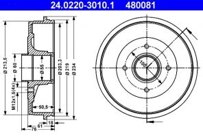 ATE 24.0220-3010.1 - Brzdový bubon -