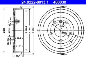 ATE 24.0222-8013.1 - Brzdový bubon -