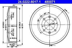 ATE 24.0222-8017.1 - Brzdový bubon -