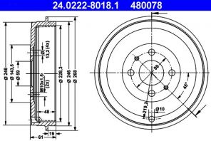 ATE 24.0222-8018.1 - Brzdový bubon -