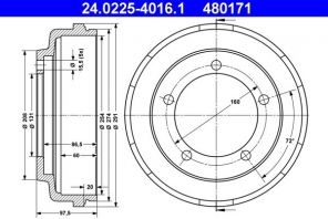 ATE 24.0225-4016.1 - Brzdový bubon -