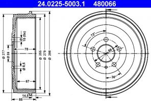 ATE 24.0225-5003.1 - Brzdový bubon -