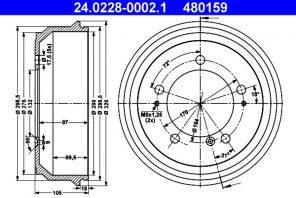 ATE 24.0228-0002.1 - Brzdový bubon -
