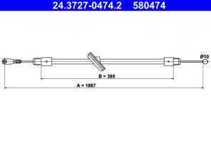 ATE 24.3727-0474.2 - Brzdové lano -