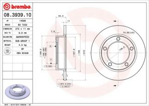 Brembo 08.3939.10 - Brzdový kotúč -