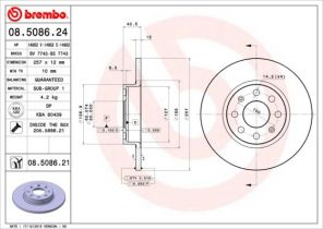 Brembo 08.5086.21 - Brzdový kotúč -