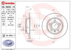 Brembo 08.6935.11 - Brzdový kotúč -