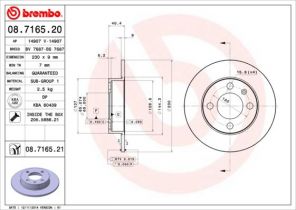 Brembo 08.7165.21 - Brzdový kotúč -