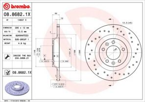 Brembo 08.8682.1X - Brzdový kotúč -