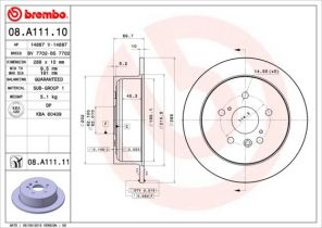 Brembo 08.A111.11 - Brzdový kotúč -