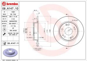 Brembo 08.A147.11 - Brzdový kotúč -