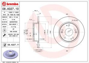 Brembo 08.A327.11 - Brzdový kotúč -