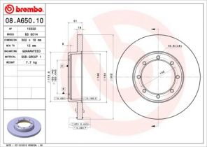 Brembo 08.A650.10 - Brzdový kotúč -