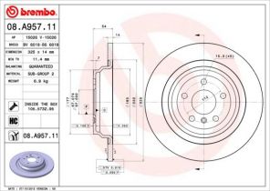 Brembo 08.A957.11 - Brzdový kotúč -