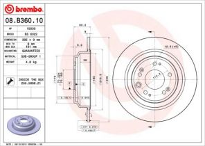 Brembo 08.B360.10 - Brzdový kotúč -