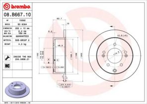 Brembo 08.B667.11 - Brzdový kotúč -