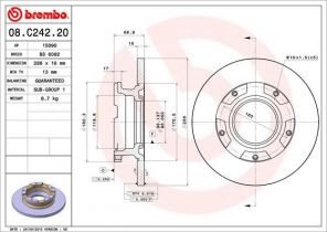 Brembo 08.C242.20 - Brzdový kotúč -