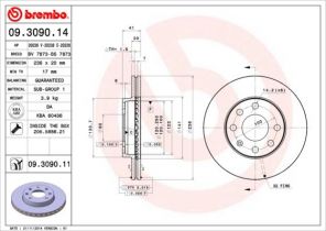 Brembo 09.3090.11 - Brzdový kotúč -