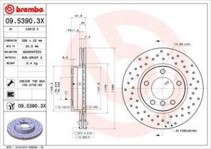 Brembo 09.5390.3X - Brzdový kotúč -