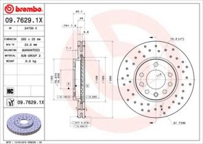 Brembo 09.7629.1X - Brzdový kotúč -