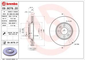 Brembo 09.9078.21 - Brzdový kotúč -
