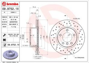 Brembo 09.9752.1X - Brzdový kotúč