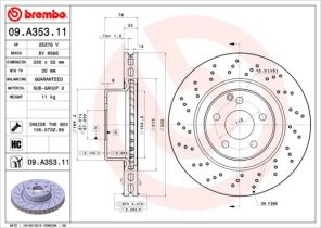 Brembo 09.A353.11 - Brzdový kotúč