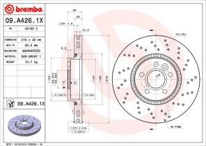 Brembo 09.A426.1X - Brzdový kotúč