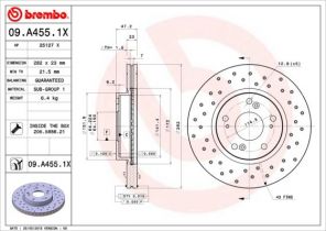 Brembo 09.A455.1X - Brzdový kotúč