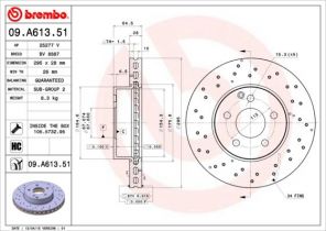 Brembo 09.A613.51 - Brzdový kotúč -