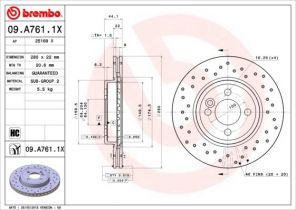 Brembo 09.A761.1X - Brzdový kotúč