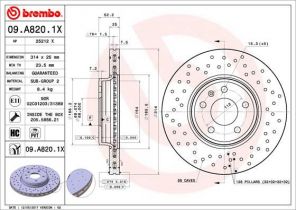 Brembo 09.A820.1X - Brzdový kotúč