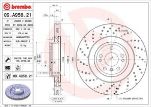 Brembo 09.A958.21 - Brzdový kotúč
