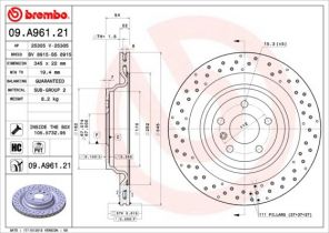Brembo 09.A961.21 - Brzdový kotúč