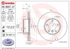 Brembo 09.B337.21 - Brzdový kotúč