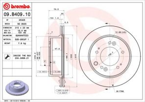 Brembo 09.B409.10 - Brzdový kotúč