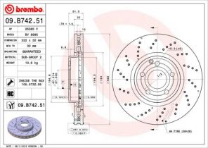 Brembo 09.B742.51 - Brzdový kotúč