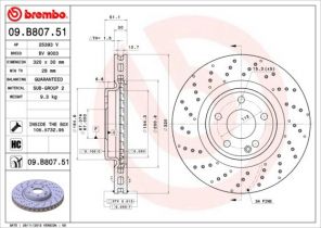 Brembo 09.B807.51 - Brzdový kotúč