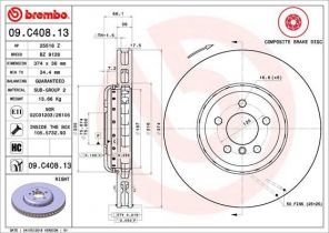 Brembo 09.C408.13 - Brzdový kotúč