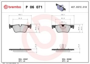 Brembo P 06 071 - Brzdové platničky -