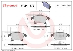 Brembo P 24 173 - Brzdové platničky -
