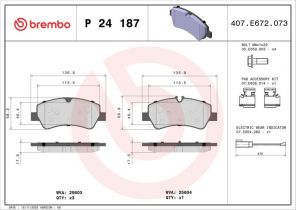 Brembo P 24 187 - Brzdové platničky -
