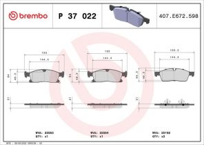 Brembo P 37 022 - Brzdové platničky -