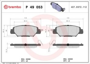 Brembo P 49 053 - Brzdové platničky -