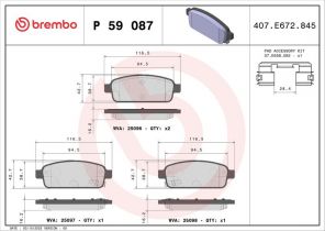 Brembo P 59 087 - Brzdové platničky -